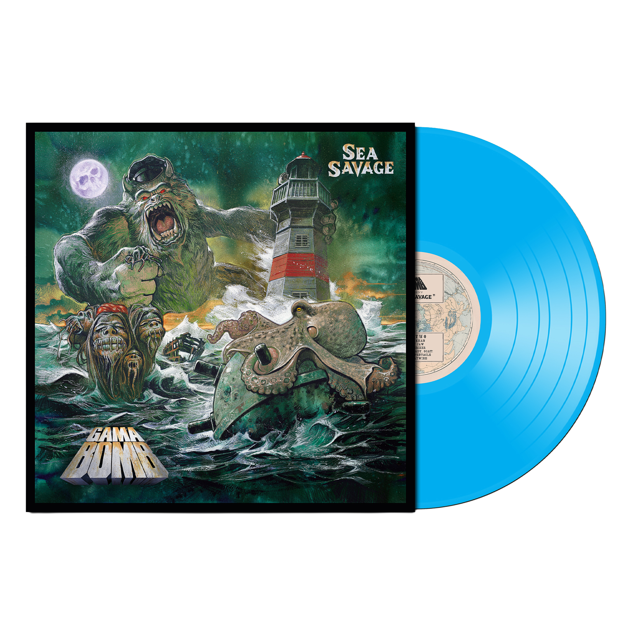 Gama Bomb - Sea Savage on Sea Blue Vinyl LP