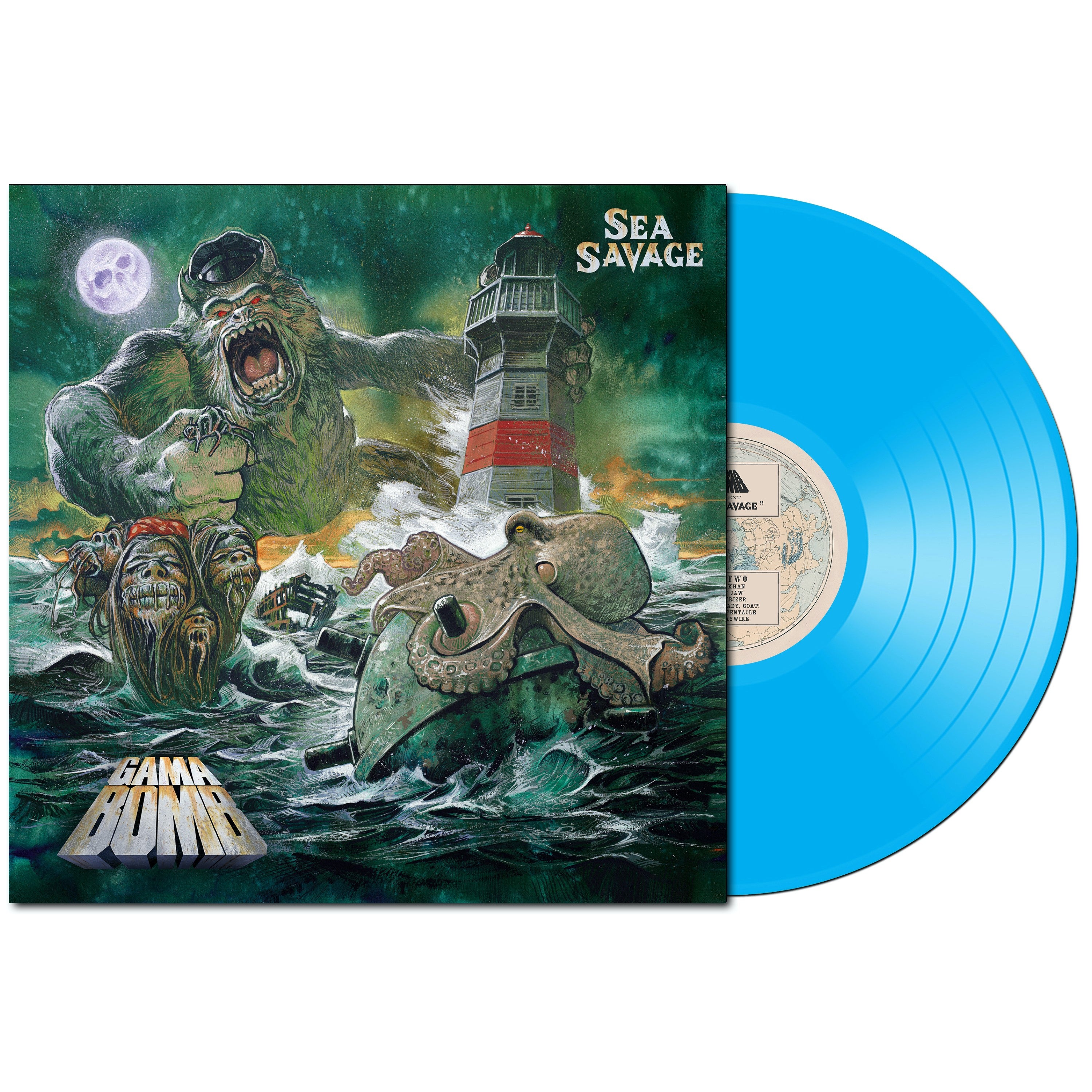 Gama Bomb - Sea Savage on Sea Blue Vinyl LP