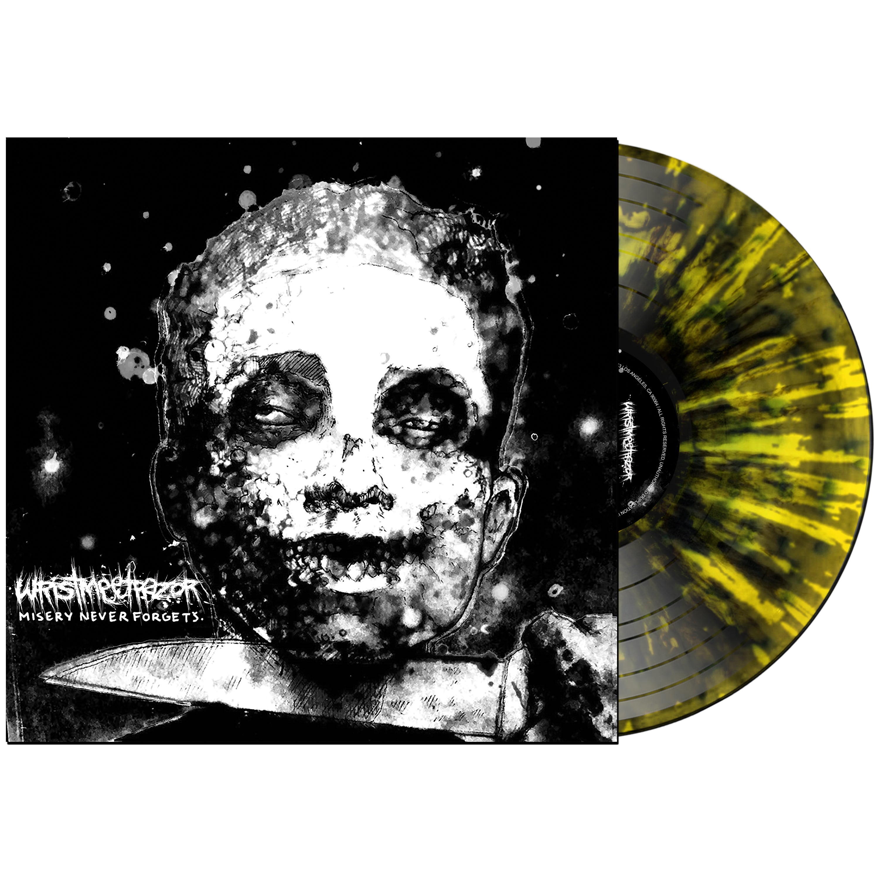 Wristmeetrazor - Misery Never Forgets - Black Marble w/ Yellow Splatter Burst LP
